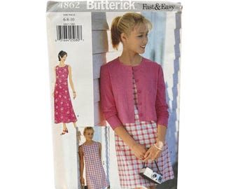 Butterick 4862 Dress Jacket Fast & Easy Misses' 6-8-10 Pattern 90s