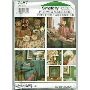Simplicity Sewing Pattern 7487 House Decor Pillows Neck Roll Coverings