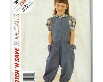 McCalls 5510 Sewing Pattern Childs Jumpsuit Blouse Size 4-6