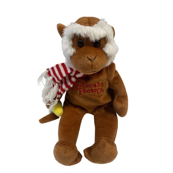 Cheesecake Factory Monkey Plush 2002 Scarf Red White Stripe 10 Etsy