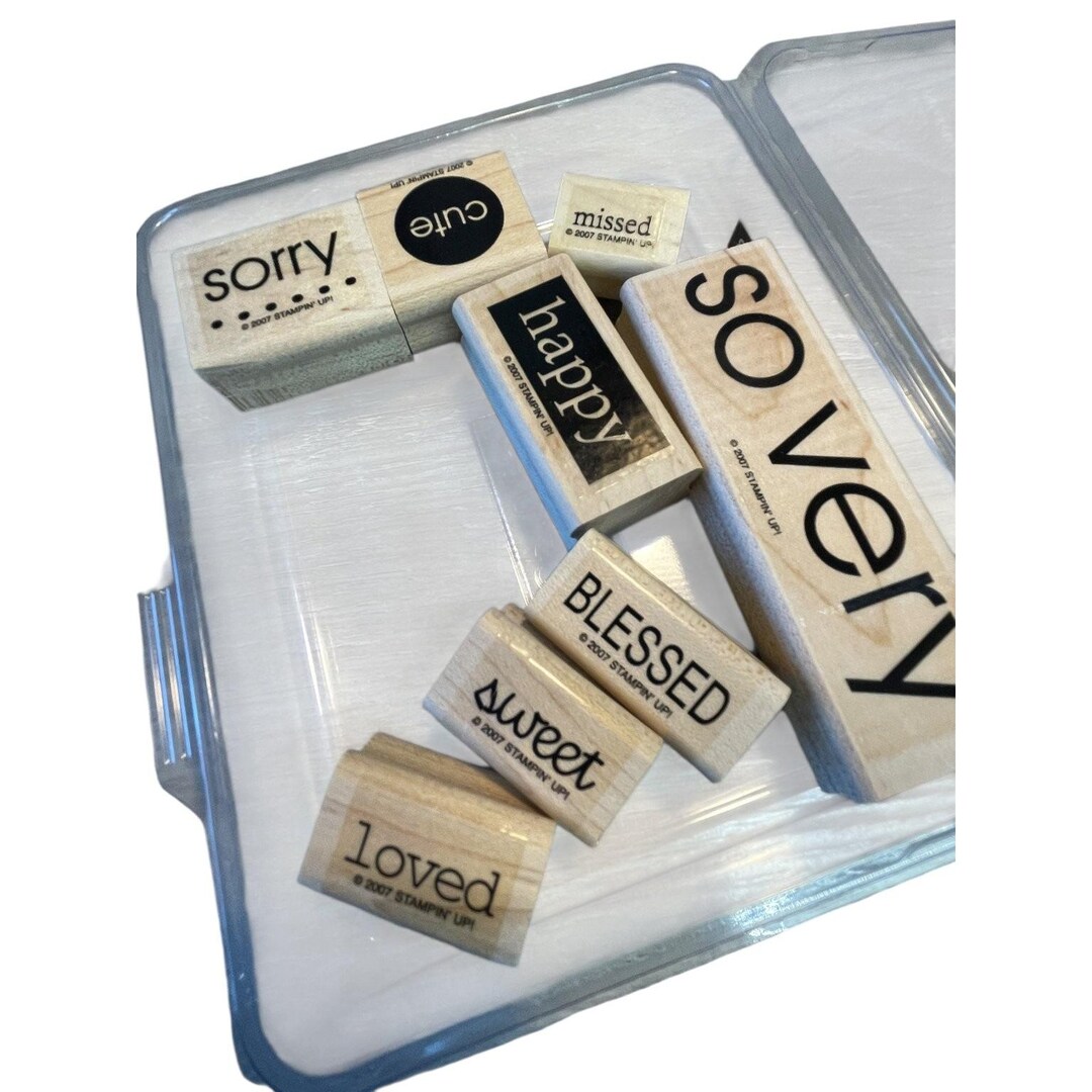 Stampin' Up! Wood Mounted Rubber Stamp Set Sentiments 8-piece 2007 - Etsy