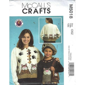 McCalls Sewing Pattern 5018 Kitty Appliques Beret Purse and Pin