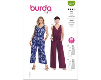 Burda Style Sewing Pattern 5817 Jumpsuit  Womens Size 10-22