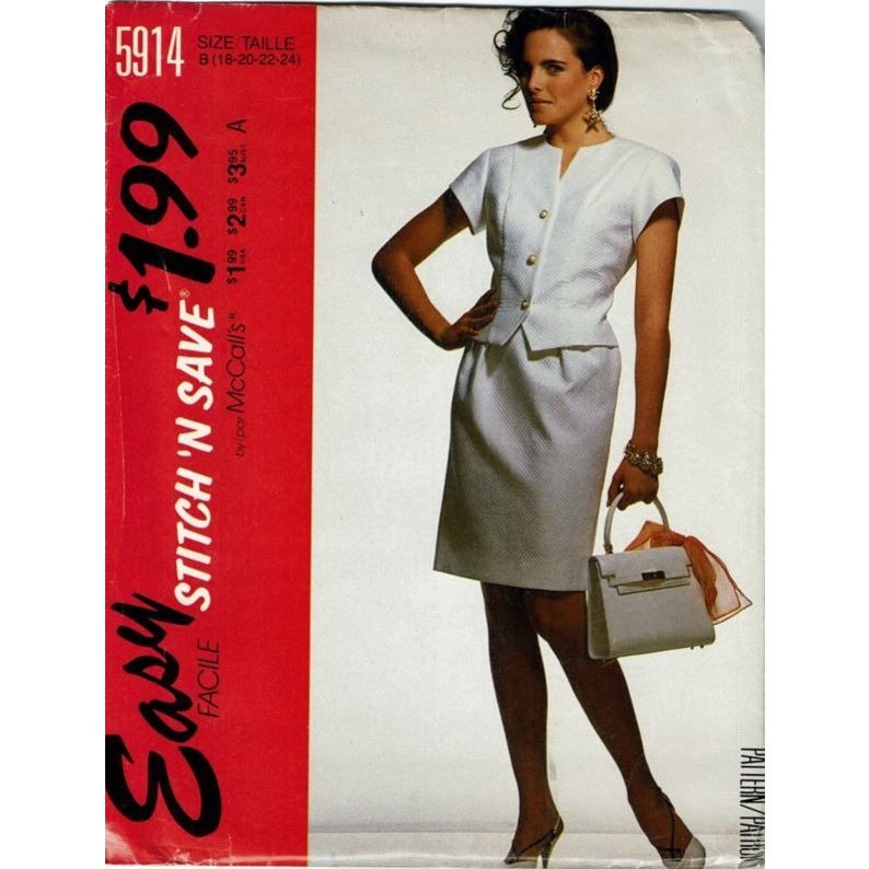Mccalls Sewing Pattern 5914 Two Piece Dress Top Skirt Misses Size 18-24 ...