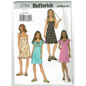 Butterick Sewing Pattern 3794 Dress Teen Girls Size 12-16