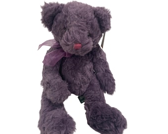 Russ Bearberry Purple Plush Teddy Bear With Bow 14" Collectible Soft Toy Gift