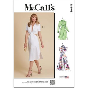 McCalls M8403 Misses Dress Pattern Knotted Cutout Waist Sizes 4-12