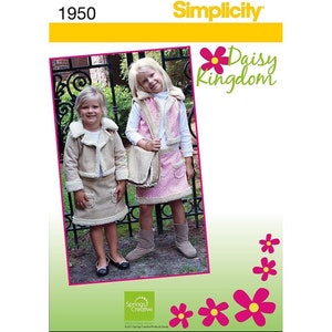 Simplicity Symönster 1950 Daisy Kingdom Barnjacka Väst Kjol Väska Storlek 3-8