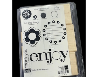 Stampin' Up! Enjoy Every Moment Wood Rubber Stamp Set 11-Piece Floral