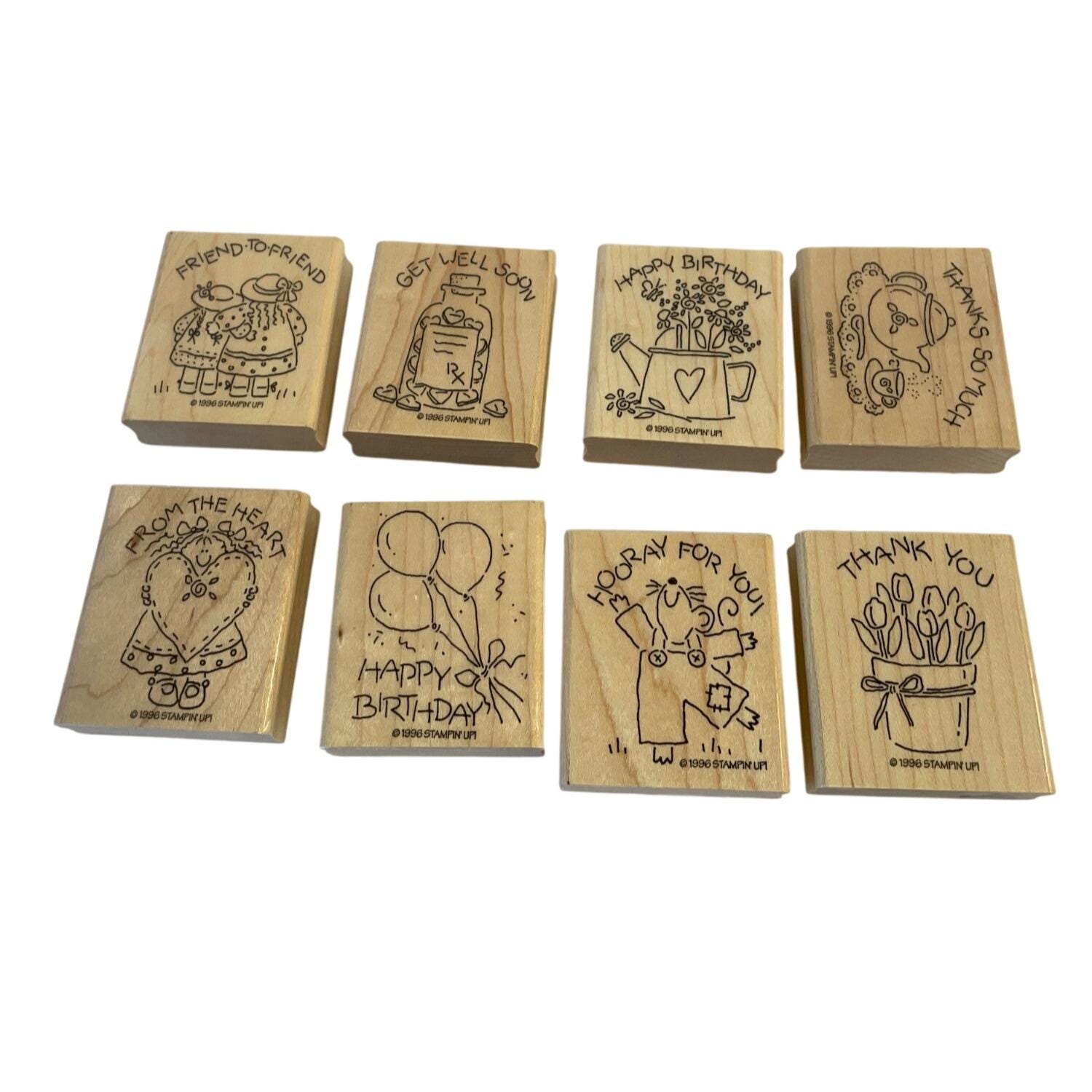 Stampin Up Rubber Stamp Set Unisex OS Tan Nice and Easy Notes Retired Wood Mount