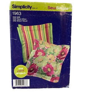 Simplicity Sew Simple 1963 Easy Pillow Sewing Pattern Kit For 14&quot; Square Pillow