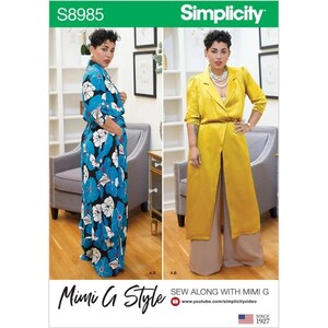 Simplicity Sewing Pattern 8985 R11380 MIMI G Duster Dress Pants Size 10-18