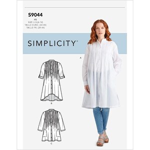 Simplicity Sewing Pattern 9044 Misses Top Long Tucked Size 6-14