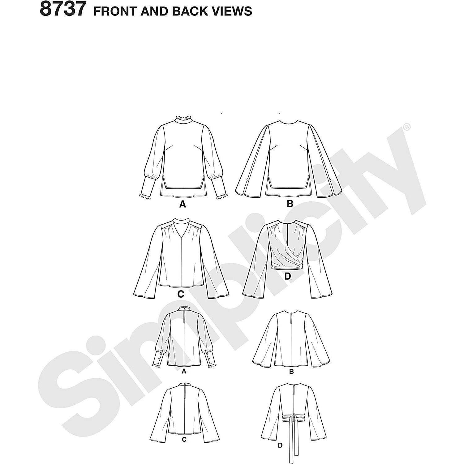 Simplicity 8737 ブラウス 裁縫パターン レディース サイズ6-14