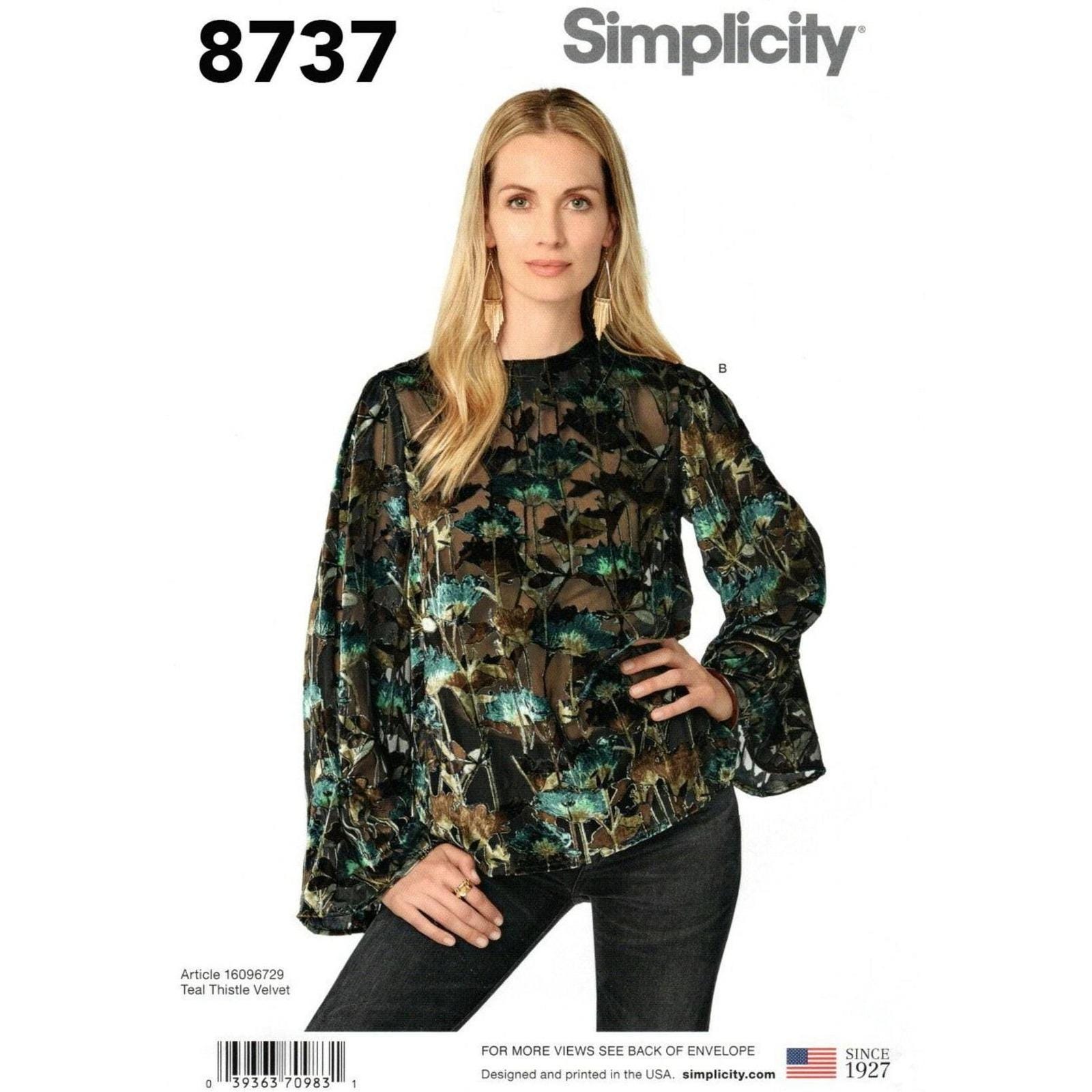 Simplicity 8737 ブラウス 裁縫パターン レディース サイズ6-14