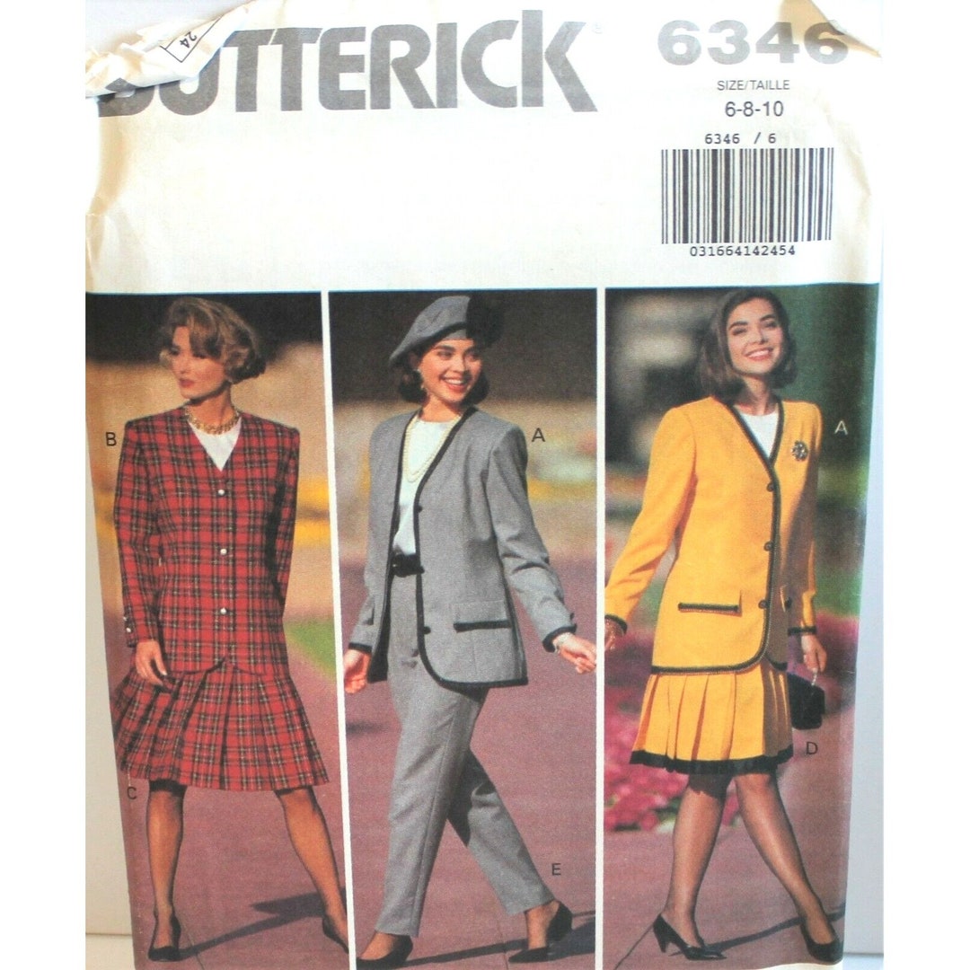 Butterick Sewing Pattern 6346 Misses Petite Jacket Skirt Pants Size 6 ...