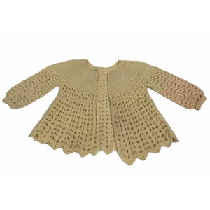 Vintage Infant Girls Sweater Hand Made Crochet Ivory Cream