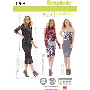Simplicity Sewing Pattern 1258 Dress Guantlets Wrap Misses Size XXS-XXL