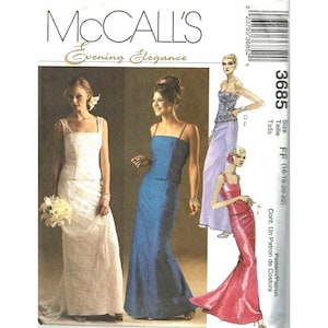 McCalls Sewing Pattern 3685 Formal Bridal Skirt Top Misses Size 16-22
