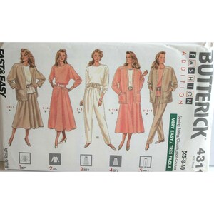 Butterick Sewing Pattern 4311 Jacket Top Skirt Pants Size XS-M