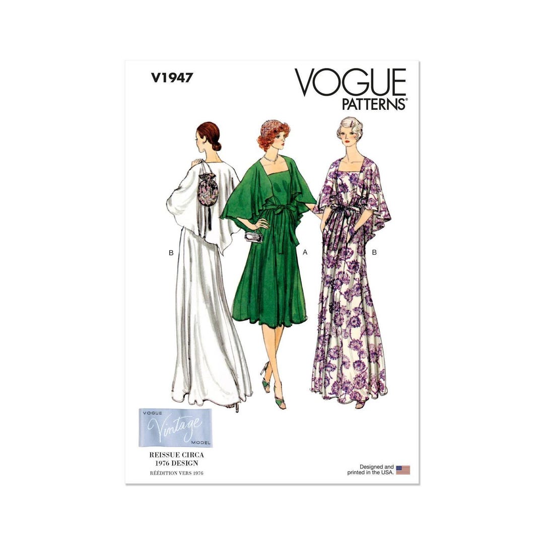 V1947 Pattern Vogue V1947 Sewing Pattern Women Size 18-26 1976 Reissue Evening Cape ...
