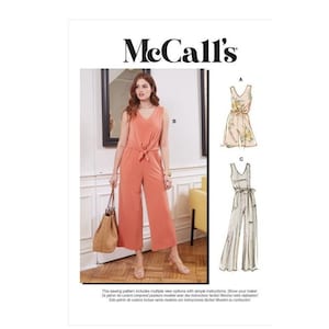 McCalls Sewing Pattern M8218 Romper Jumpsuit Sash Misses Size 16-24