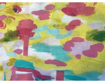 Sunshine Serenade Cotton Melissa Ybarra Yellow Pink Abstract 44" x 2 3/8 yd