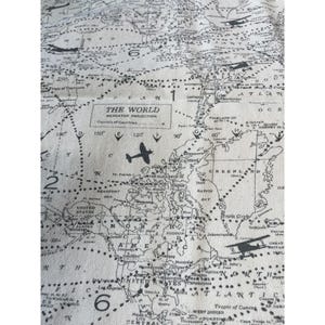 Air Traffic Aviation Map Patterned Fabric 40x20 inch PIECES SEWN TOGETHER