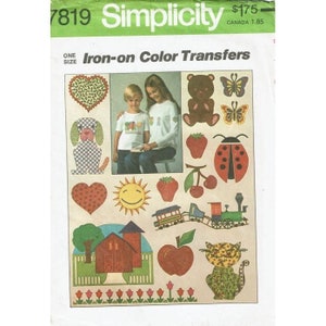 Simplicity Sewing Pattern 7819 Iron On Color Transfers for Kids