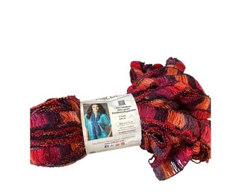 Red Heart Boutique Ascot Yarn Crush Red Orange Purple Super Bulky 6 Ribbon