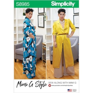 Simplicity Sewing Pattern 8985 R11380 MIMI G Duster Dress Pants Size 20W-28W