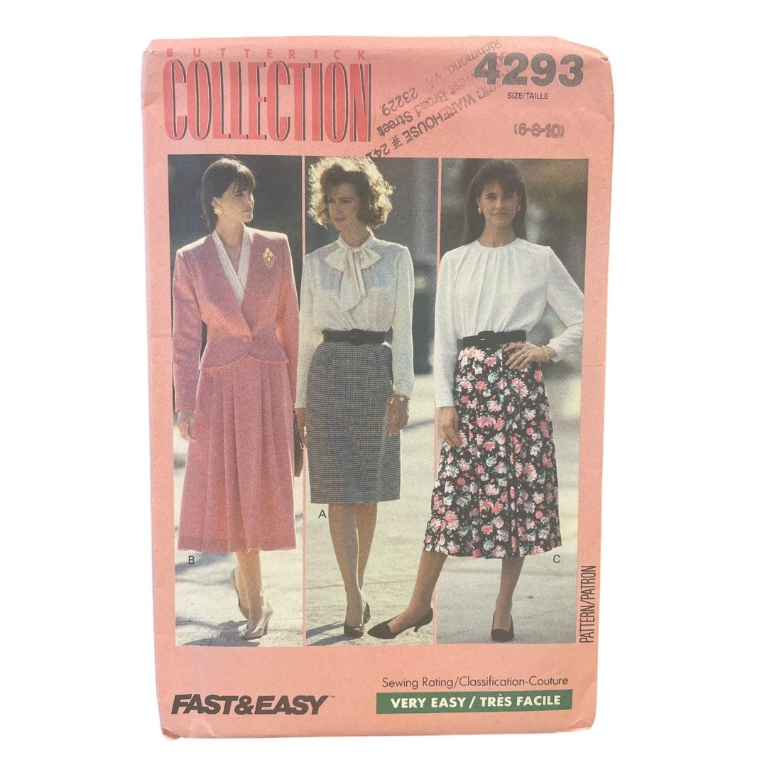 Butterick 4293 Skirt Misses Petite Sizes 6-8-10 1980s Easy Sewing ...