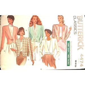 Butterick Sewing Pattern 4474 Loose Fitting Jackets Misses Size 6-10