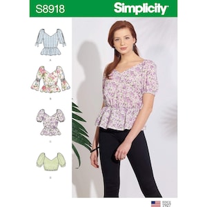 Simplicity Sewing Pattern 8918 Top Blouse Misses Size 14-22