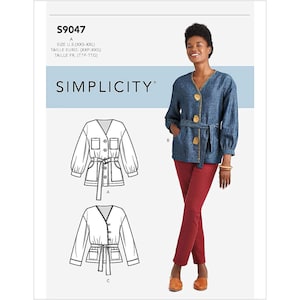 Simplicity Sewing Pattern 10427 9047 Misses Unlined Jacket with Waist Belt XXS-XXL