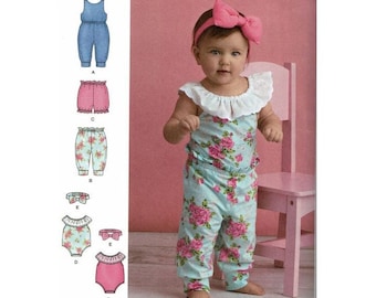 Simplicity Sewing Pattern 8933 Knit Rompers  Pants Shorts Headband Babies