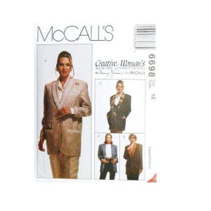McCalls 6698 Misses Unlined Jacket Sewing Pattern Size 12