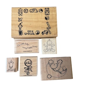 Diverse Stampin Up! Set met babythema's op hout gemonteerde stempels