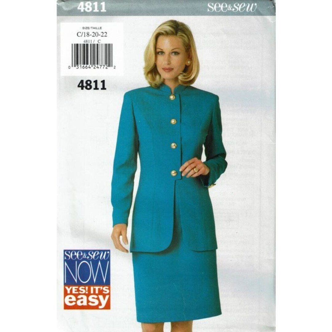 Butterick See and Sew Sewing Pattern 4811 Jacket Suit Skirt Misses Size ...
