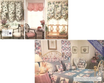 Vogue Sewing Pattern 2080 Bedroom Duvet Cover Dust Ruffle Pillows Shades