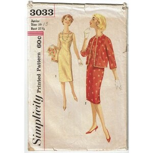 Simplicity 3033 CUT Sewing Pattern Dress Jacket Misses Size 11
