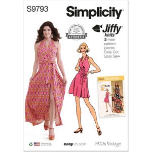 Simplicity S9793 Misses Tie-Front Wrap Halter Dress Pattern Size 18-26