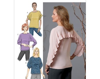 Butterick B6591 Sewing Pattern Misses Loose-Fitting Pullover Tops XS-MED