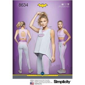 Simplicity Sewing Pattern 8634 Misses Batgirl Knit Sports Bra Top Leggings Size XS-XL