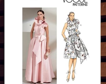 Badgley Mischka Vogue Pattern V1861 Ruffled Evening Gown Size 16-24