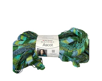 Red Heart Boutique Ascot Yarn 3.5oz Pucker Green Blue Super Bulky Ribbon Mesh