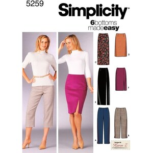 Simplicity Sewing Pattern 5259 Pants Skirt Misses Size 8-14