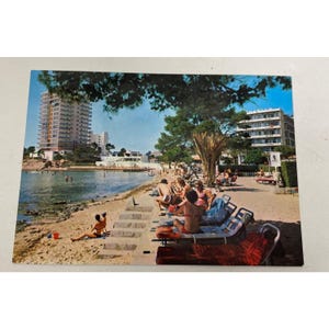 Vintage carte postale de scène de plage de Palma de Majorque Palma Nova des années 1980 inutilisé