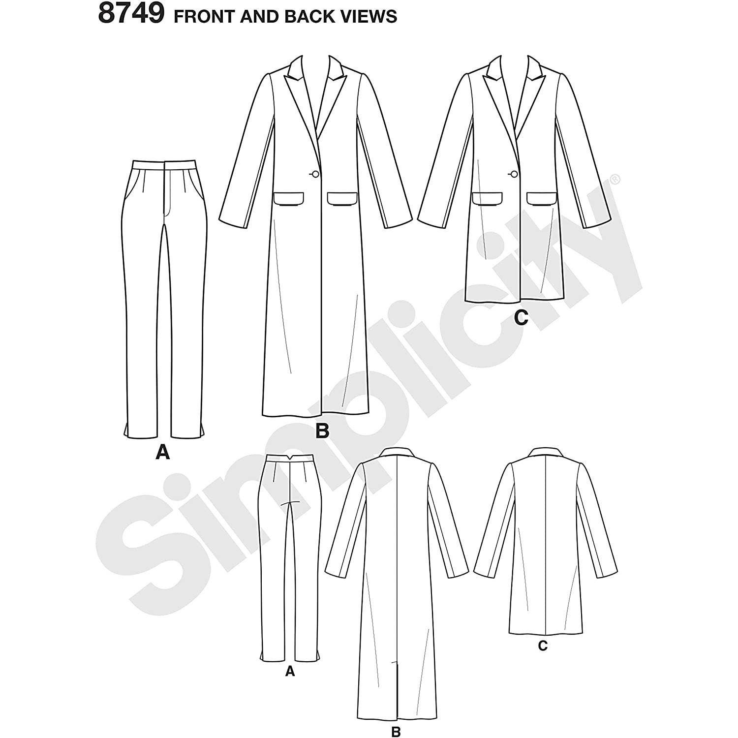 Simplicity Sewing Pattern 8749 MIMI G Coat Pants Trousers Size 20w-28w ...