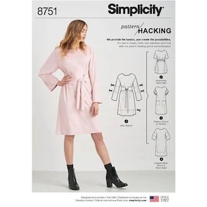 Simplicity Sewing Pattern 8751 Misses Dress Options for Design Hacking Size XXS-XXL
